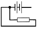 Not a link but two cells in parallel linked to a resistor and the other end of the resistor is also link to the other end of the resistor. The other end of the battery is not connected.
