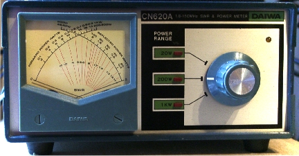 SWR meter with a dual function meter
	      which would show forward and reflected power at the same time and has power setting adjustment 
		  depending upon the input power of a maximum of three different levels.
